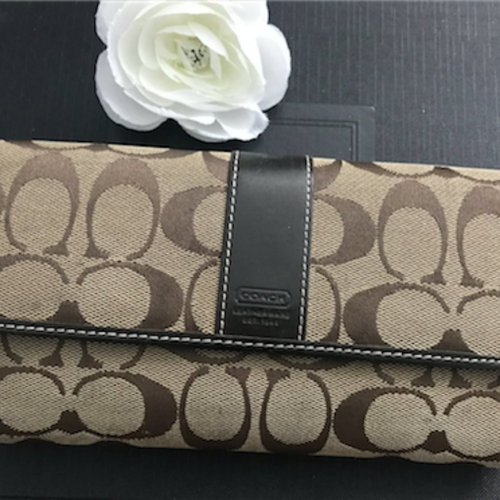 Coach Brown Monogram Wallet Trifold